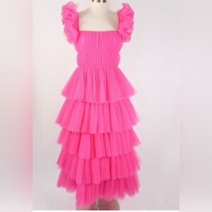 & Other Stories Vibrant Pink Tiered Maxi Dress